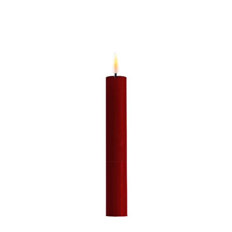 LED Candle - Bordeaux rød (=dyp rød) / Røde LED kronelys, h: 15cm