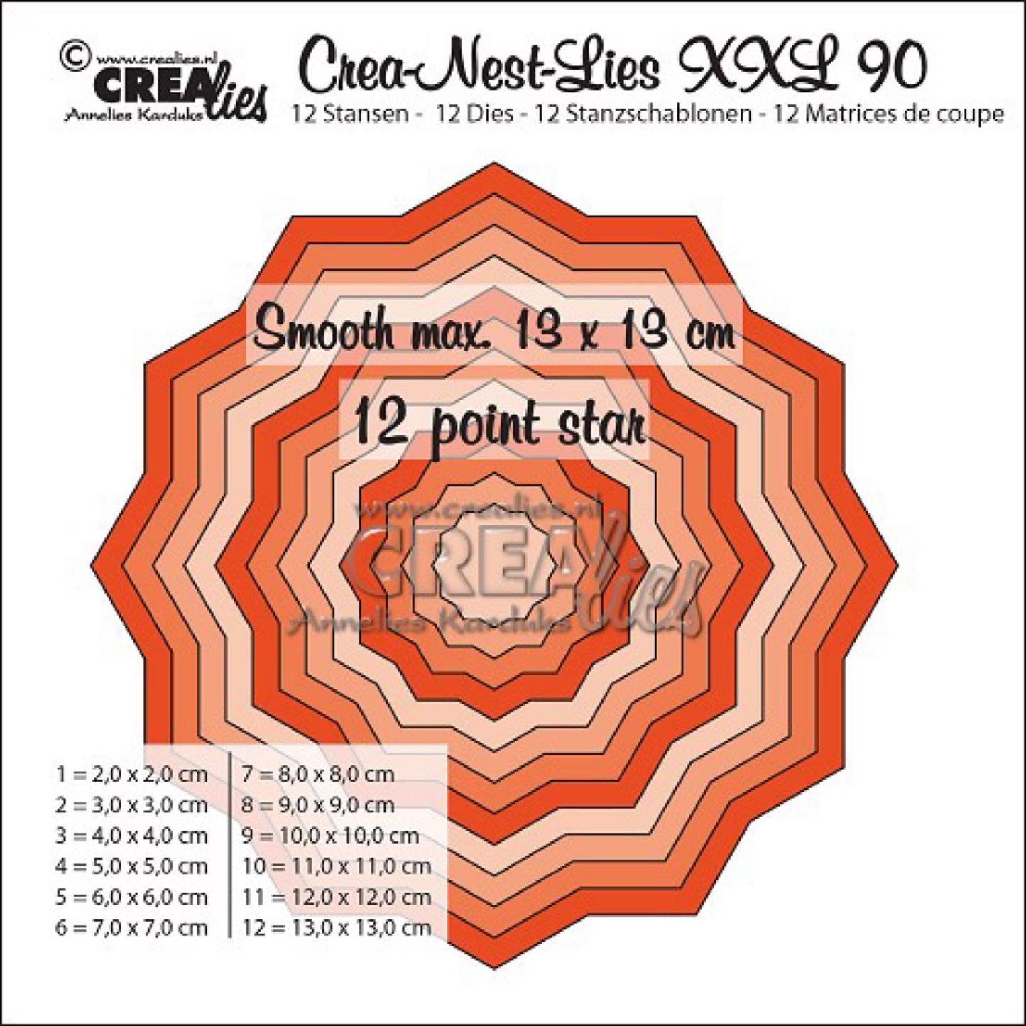 Crealies 12 point star no. 90