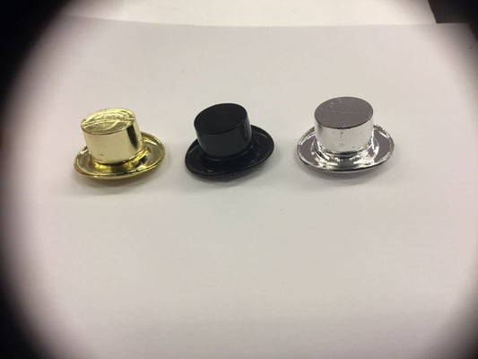 Flosshatt / hatt svart, gull, sølv. 3 stk pr. pk