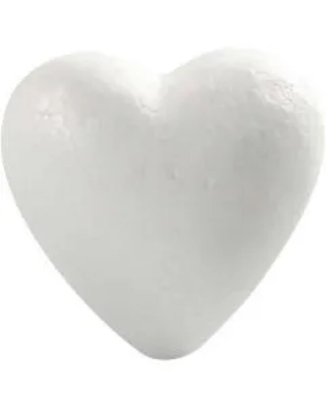 Hjerte isopor, h:6cm hvitt, 4 stk . Kan dekoreres med f.eks marmoreringsmaling (marble).