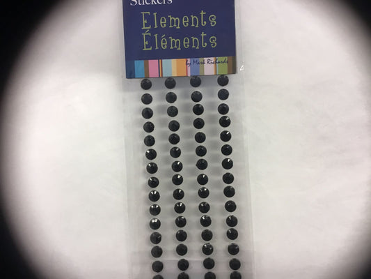 Bling / halvperler svart blank 85stk m/lim