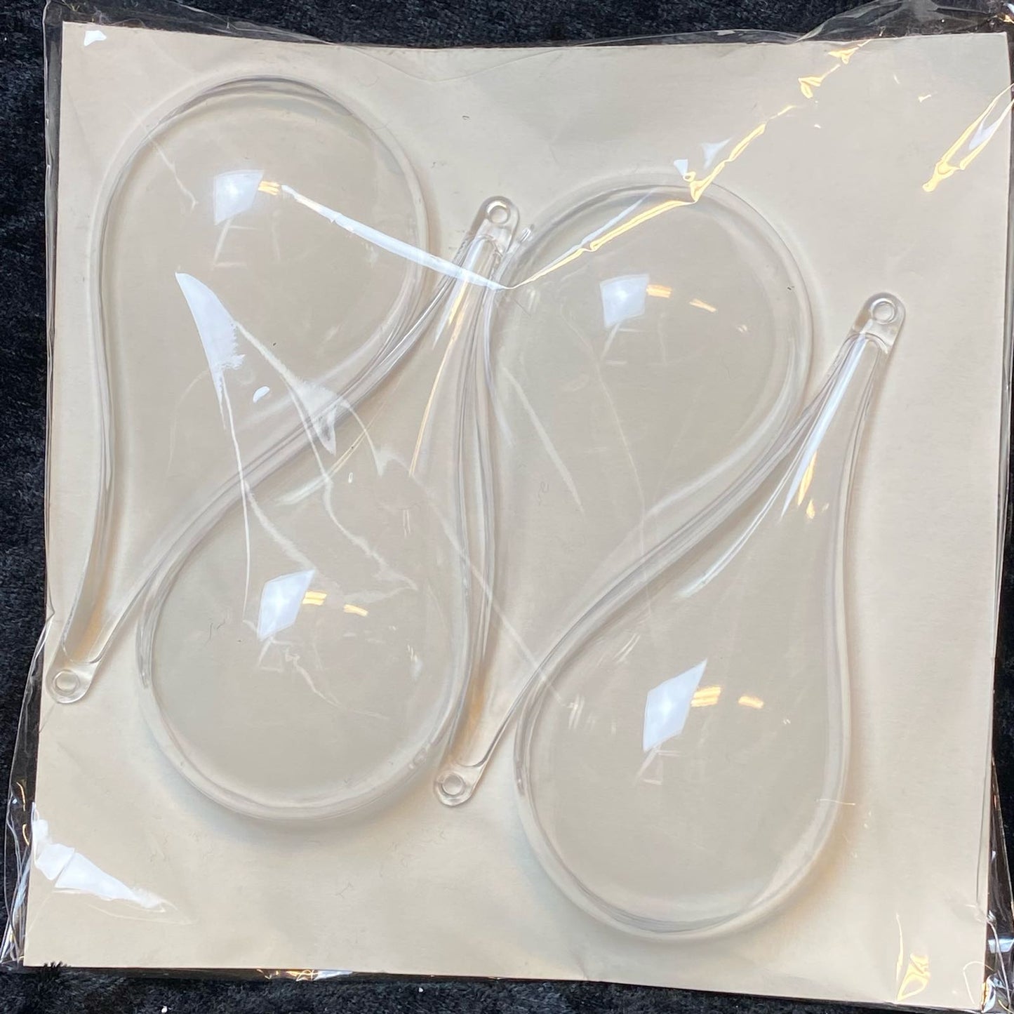 Acryl kuppel dråpe julekule, 2pk, H:11cm B:5cm