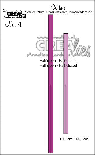 Crealies dies x-tra no.4 Half open- die til enkelt å lage rom f.eks i en eske. Diesene kutter hver sin halvdel og preger halve linjen.