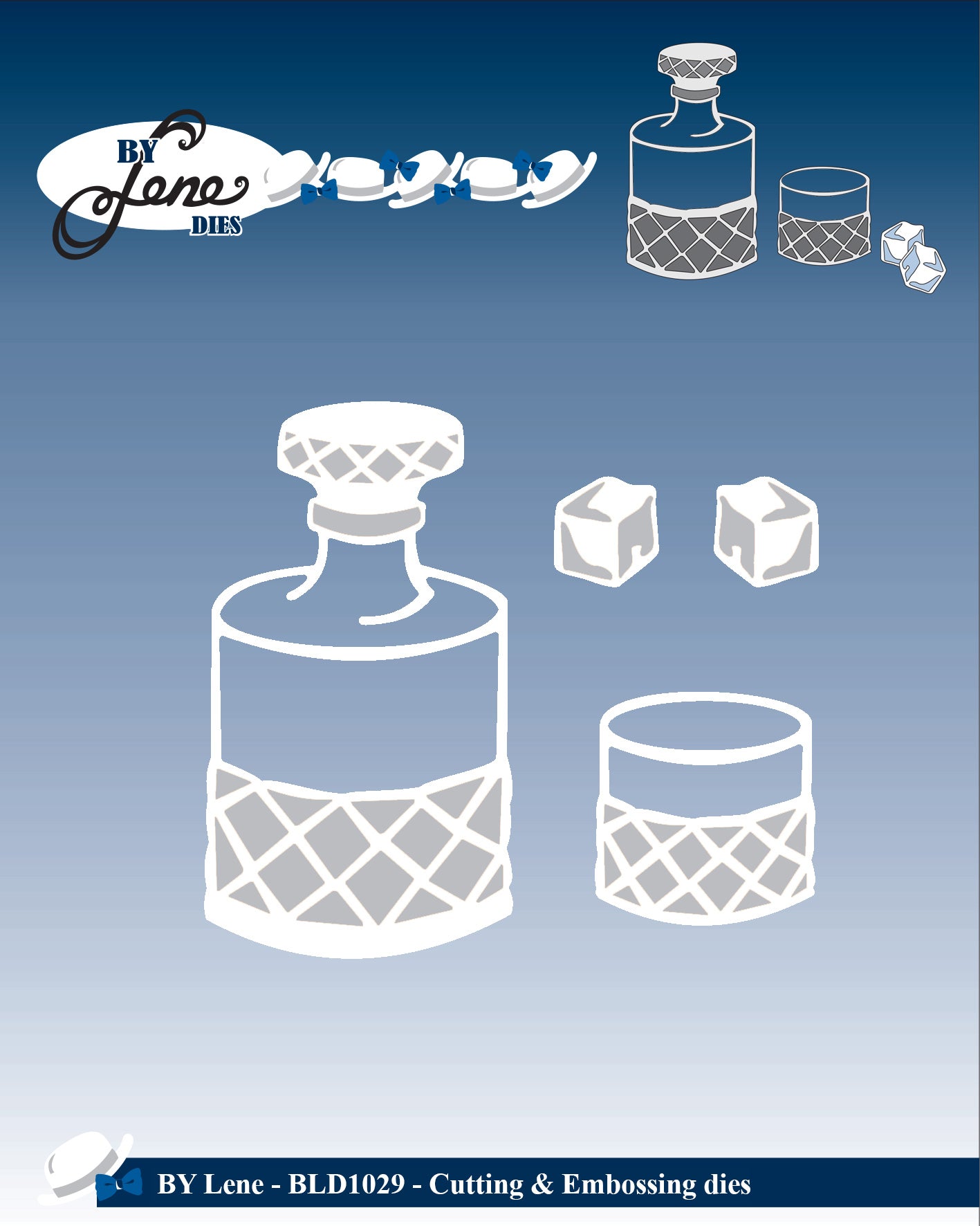 By Lene dies Wiskey / whiskey glass flaske og isbiter