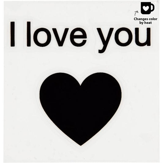 Glass & porselen klistremerker / sticker " I love you " skifter farge