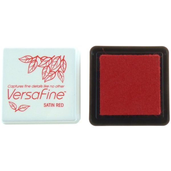Versafine inkpad Satin red/ satin rød, liten stempelpute.