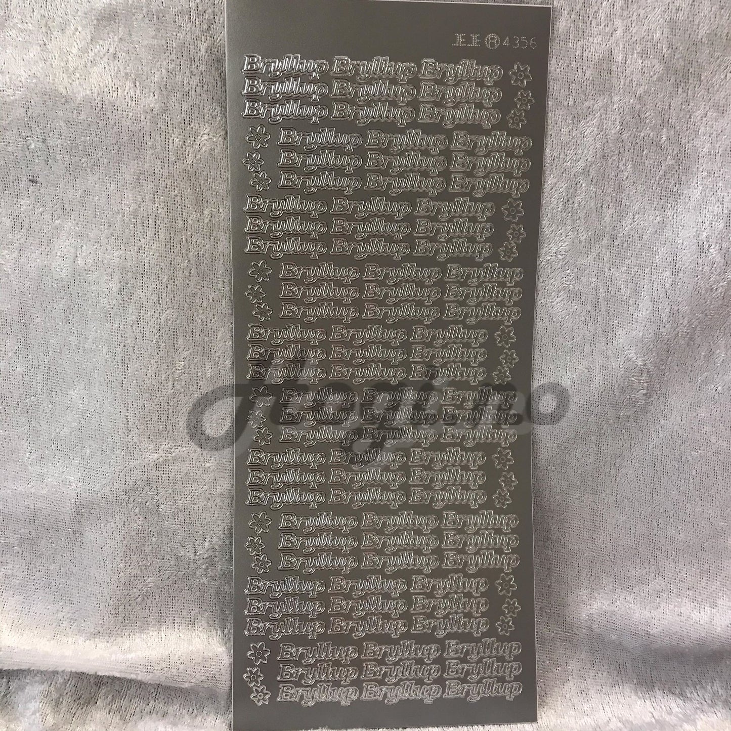 Klistremerker sølv tekst - bryllup 90 stk