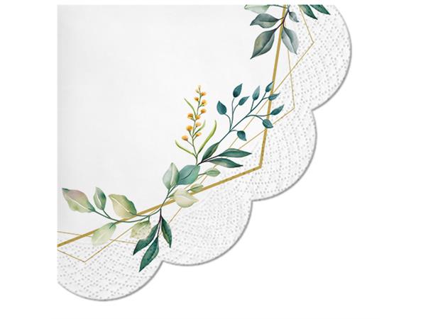 Servietter runde 12 stk. Leaves Frame Ø: 32cm 3 lags