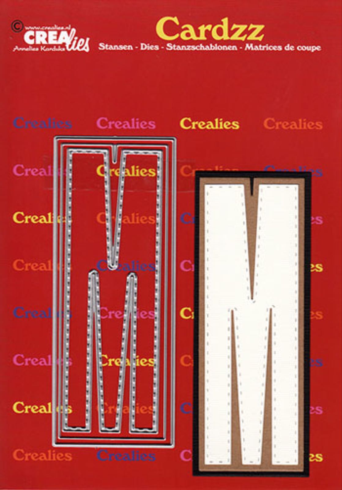 Crealies cardzz bokstav die: M h.13cm 3stk dies i pk