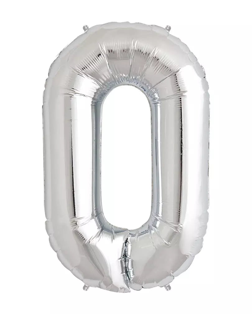 Folie ballong tall 0 , sølv , 86.3cm