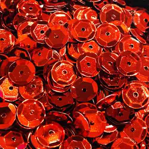 Paljetter / Strøssel - rød 6mm ca 500stk