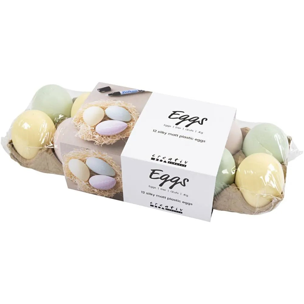 Egg 1 Pk., 12 Stk., H: 6 cm, Pastellfarger