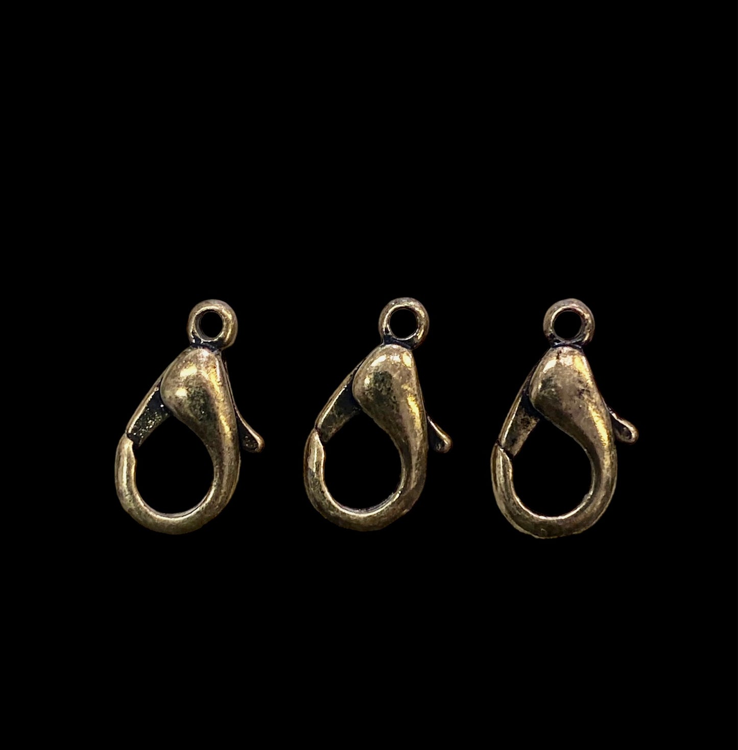 Smykkelås / karabinkrok - vintage gull 3 stk pr pk