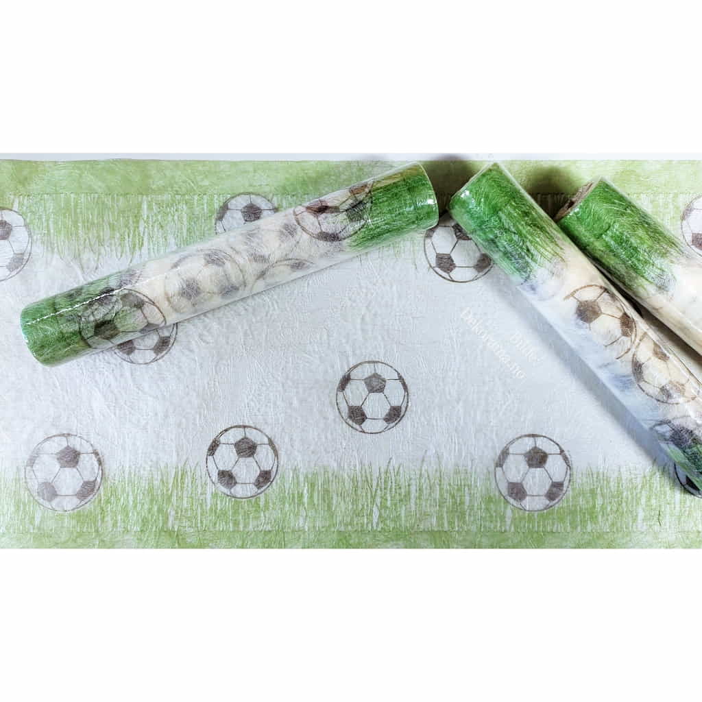 Sizotwist bordløper - grønn,hvit ,sort m/ fotball 30cm x 5m