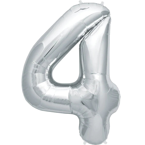 Folie ballong tall 4 , sølv , 86.3cm