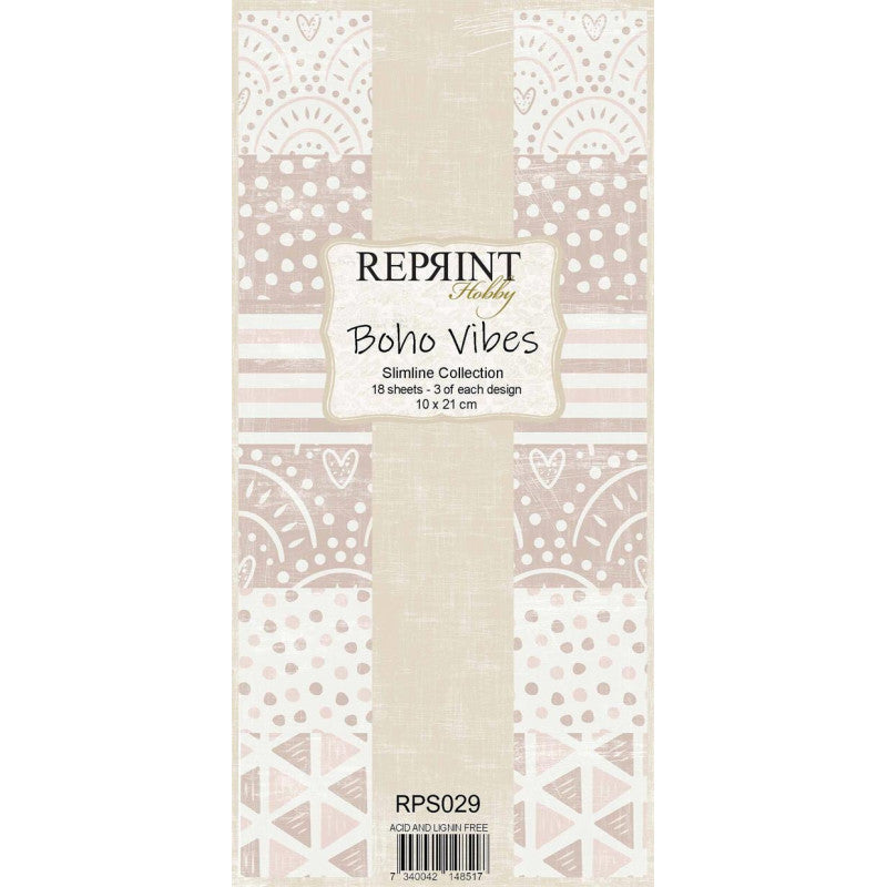 Reprint - slimline Collection - boho vibes - 10x21 cm - 18 sheets