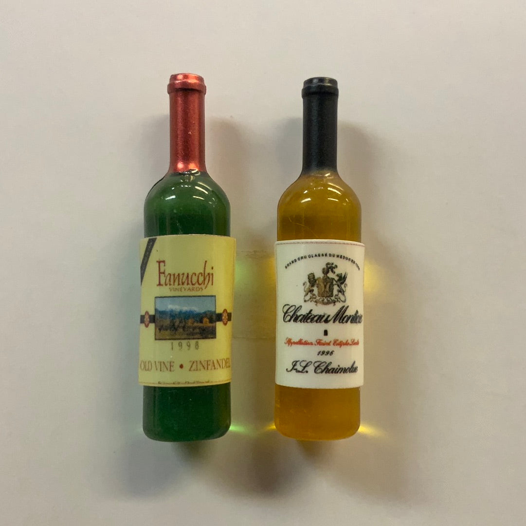 Miniatyr vinflasker, 2 stk, H 3,7cm, 3D