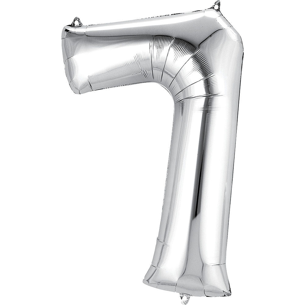 Folie ballong tall 7 , sølv , 86.3cm