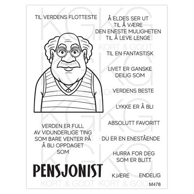 Kort & Godt stempelplate Herre / man Pensjonist M478