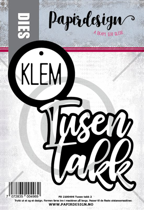 Papirdesign dies - Tusen takk 2 - PD 2100496