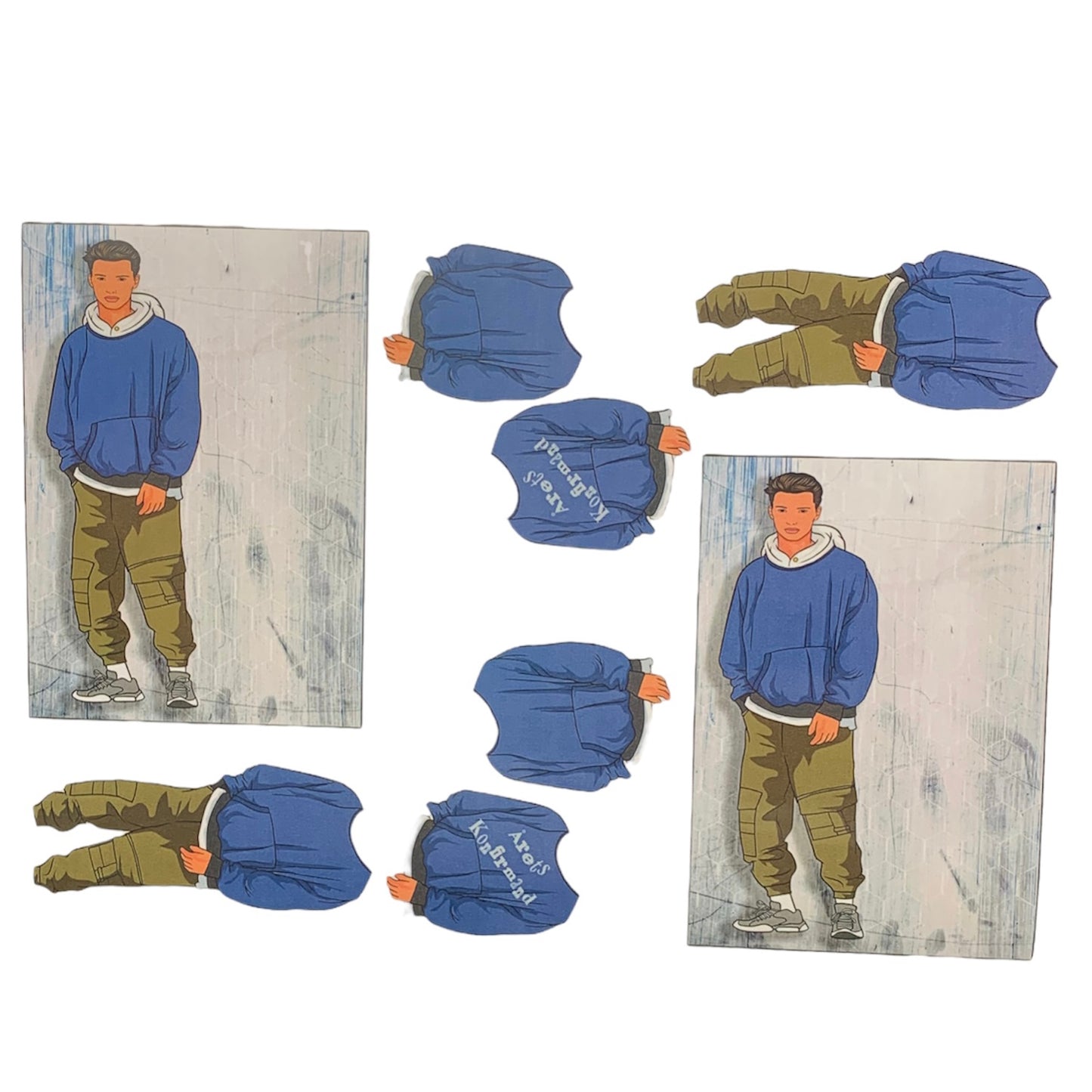 3D klippark kul ungdom/ gutt i blå hettegenser