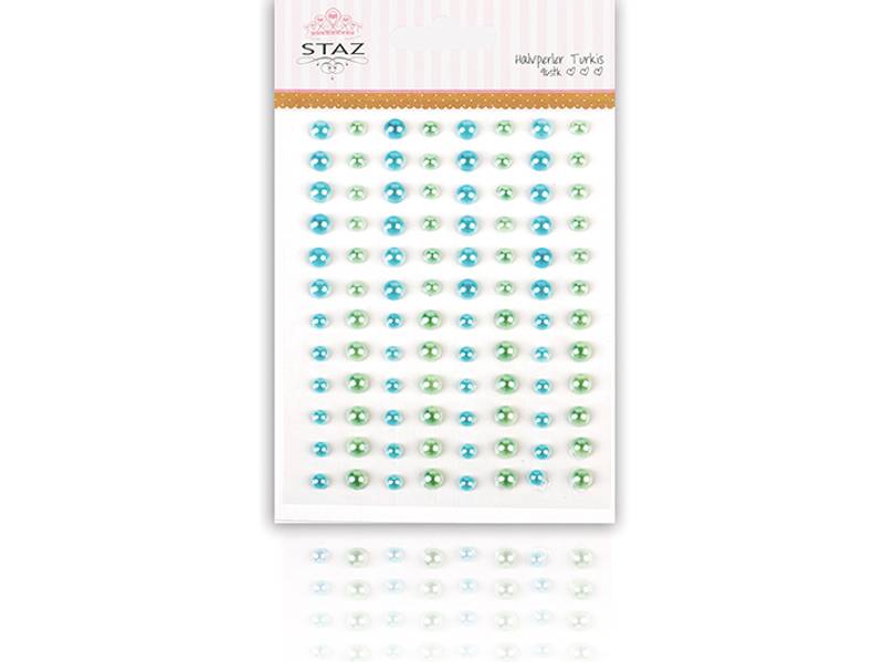Staz / Bling Halvperler m/lim – Turkis – 96 stk