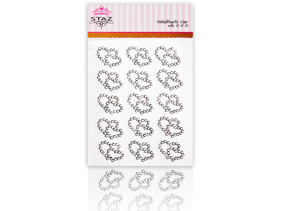 Staz bling dobbelthjerte m/lim – Klar /sølv