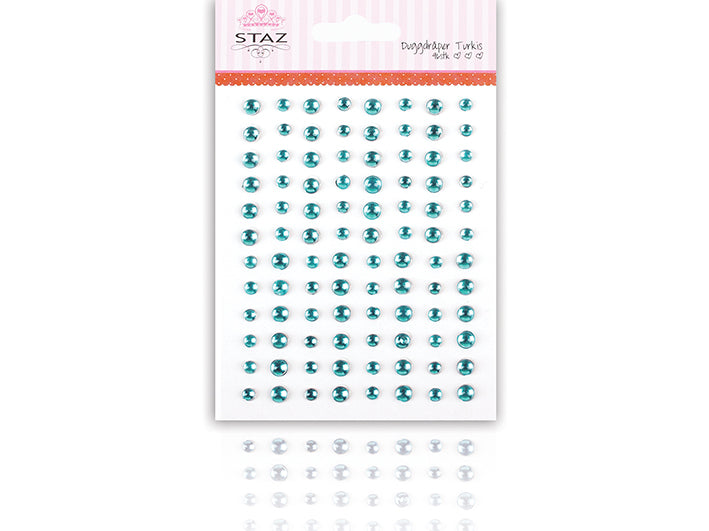 Staz / Bling duggdråper m/lim – 96 stk turkis