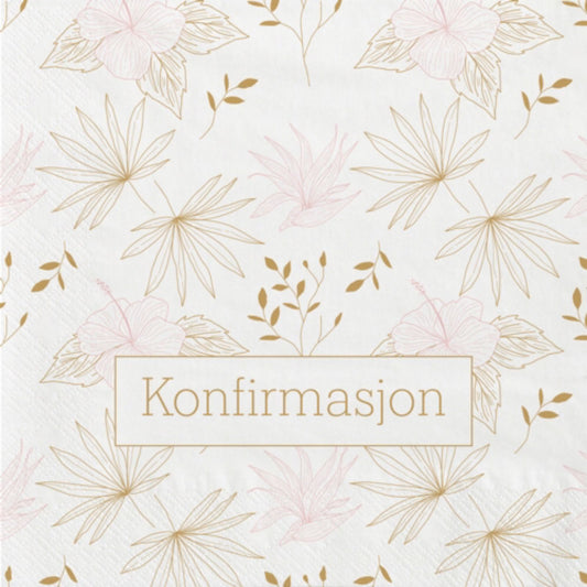 Servietter med tekst: Konfirmasjon