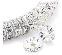 Charms smykkedel mellomstykke spacer med nydelige rhinestones, 3 stk i pk