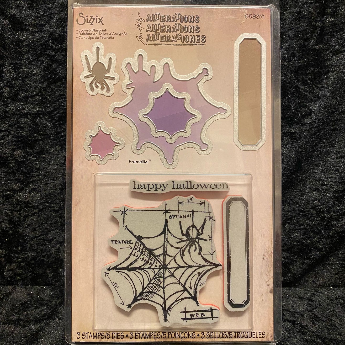 Sizzix Alterations - Spindelvev edderkopp dies og stempel