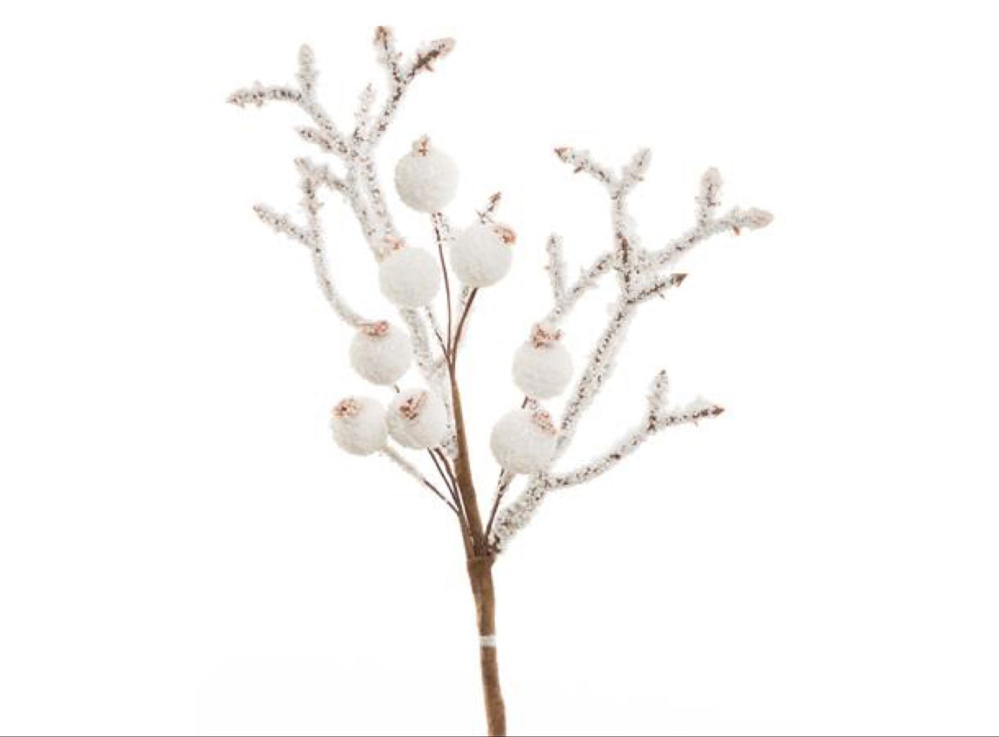 Kvist m/hvite bær/ kuler og snø, L:19cm