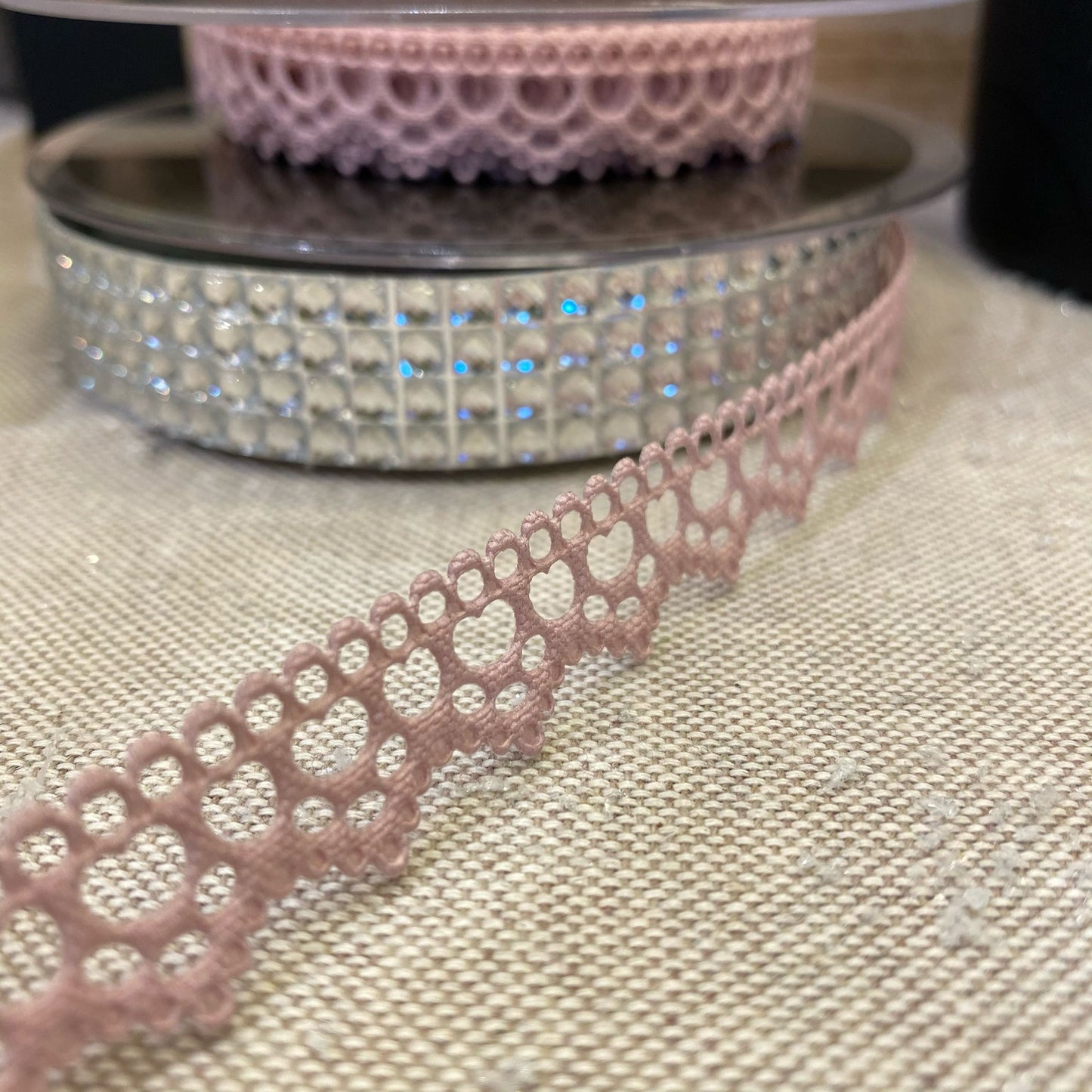 Bånd blonde gammelrosa 15 mm