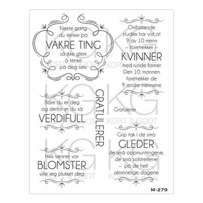 Kort & Godt stempelplate M279 -Gratulerer- Vakre ting-Blomster..