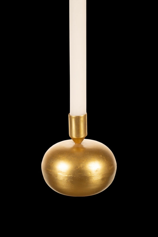 Lysestake rund metall gull 10x11cm