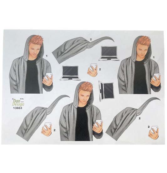 3D klippark - Ungdom med telefon