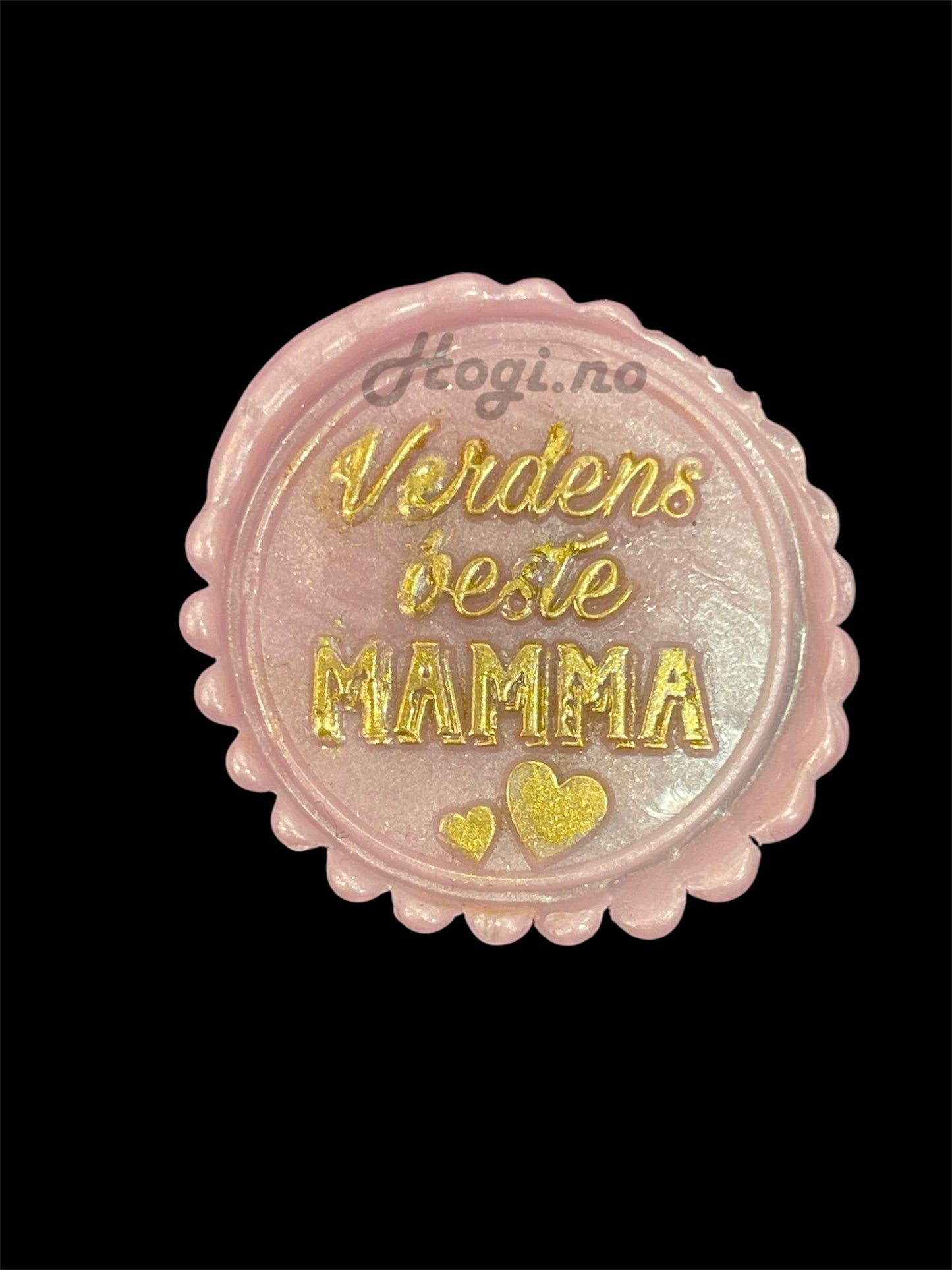 EKSKLUSIV NYHET! Hogi.no’s design: «Verdens beste MAMMA » lakkseglstempel. Komplett -stempel med håndtak