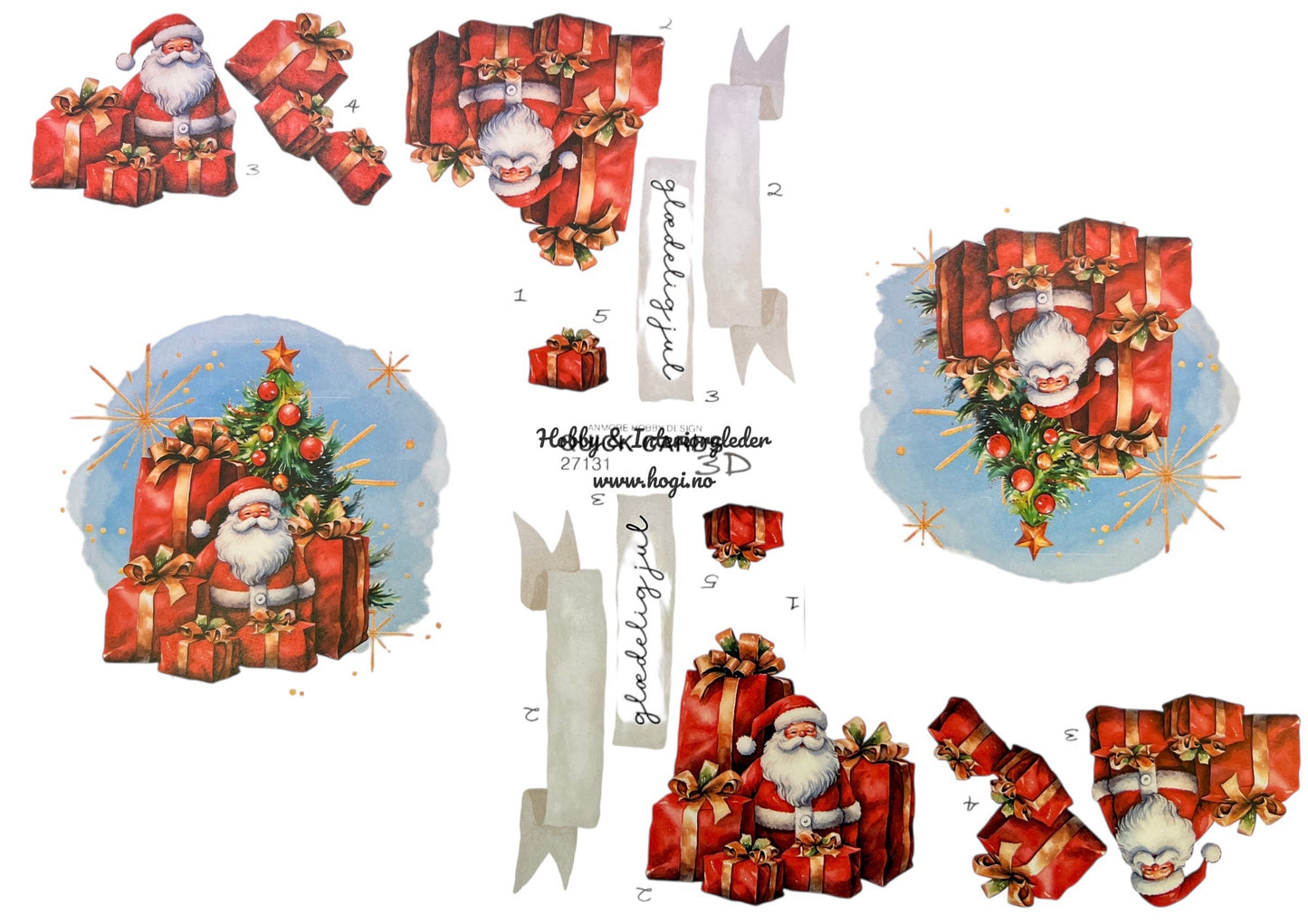 3D klippark julemotiv - julenisse med gaver og juletre 🎄 🎅🏼