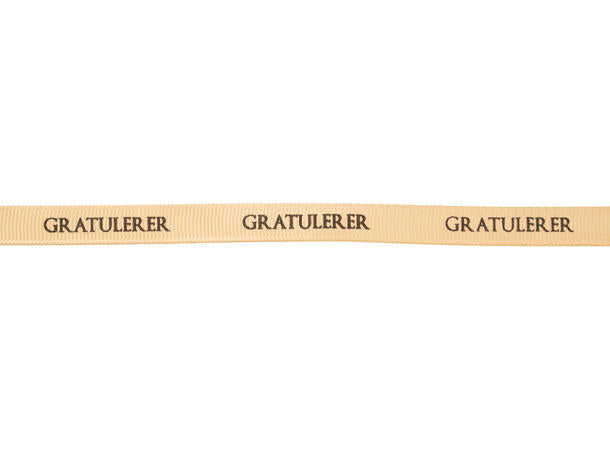 Bånd med norsk tekst «Gratulerer» – 10 mm – Flere farger
