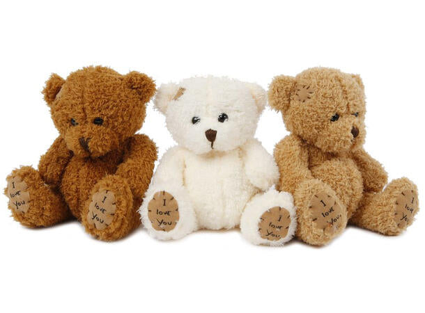 Skjønn teddybamse plysj -  hvit/brun/ beige - 18cm
