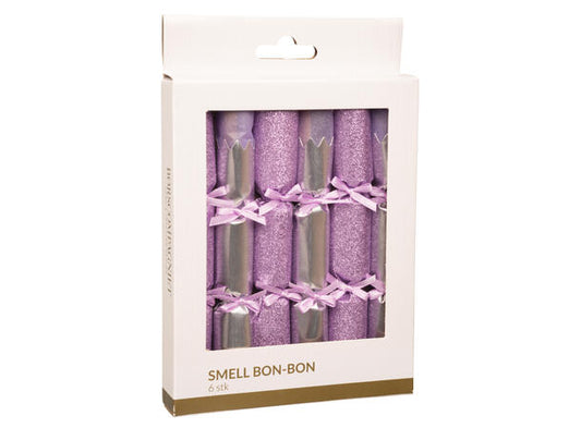 KNALLBON-BON - lys lilla/sølv med sløyfe 15cm 6 stk