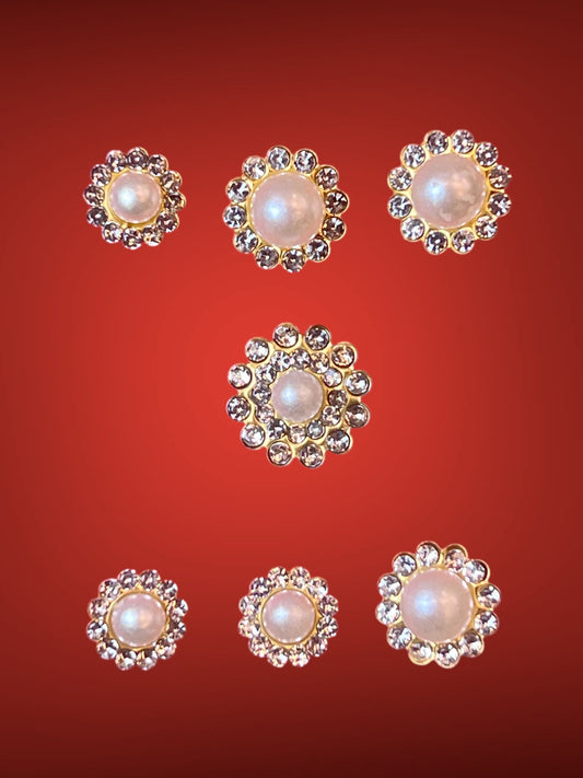 Charms - miniatyr - minifigur  - dekorknapp med bling og halvperle  7 stk pr pk