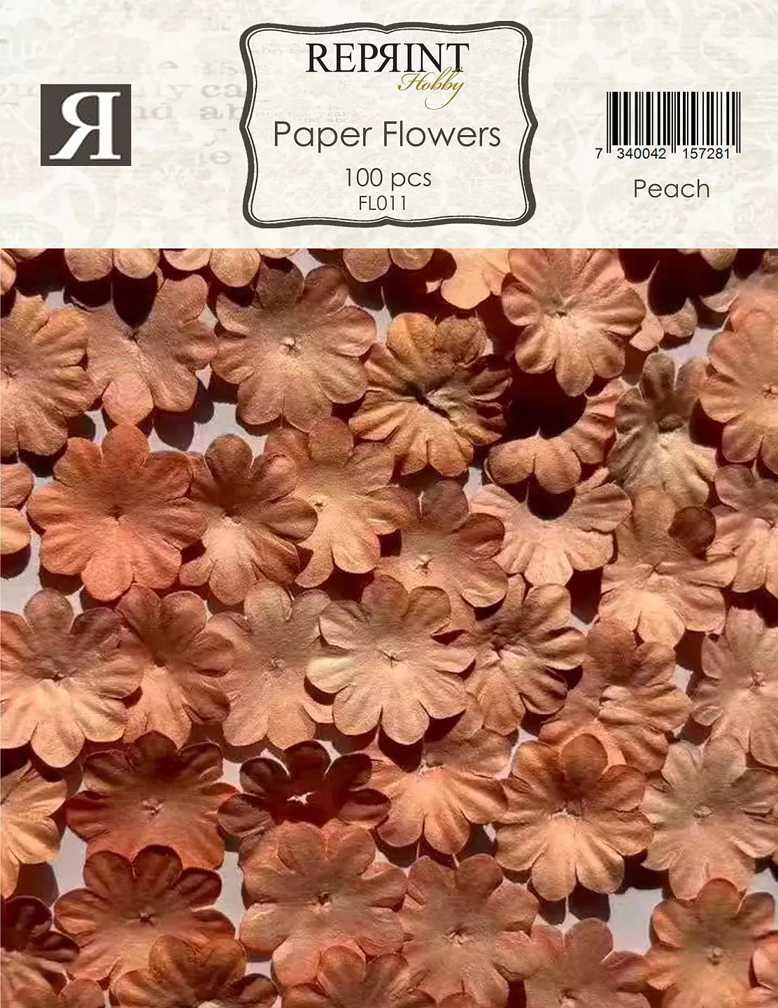 Reprint Mini Papirblomster 20 mm 100 stk - peach/ ferskenfarge