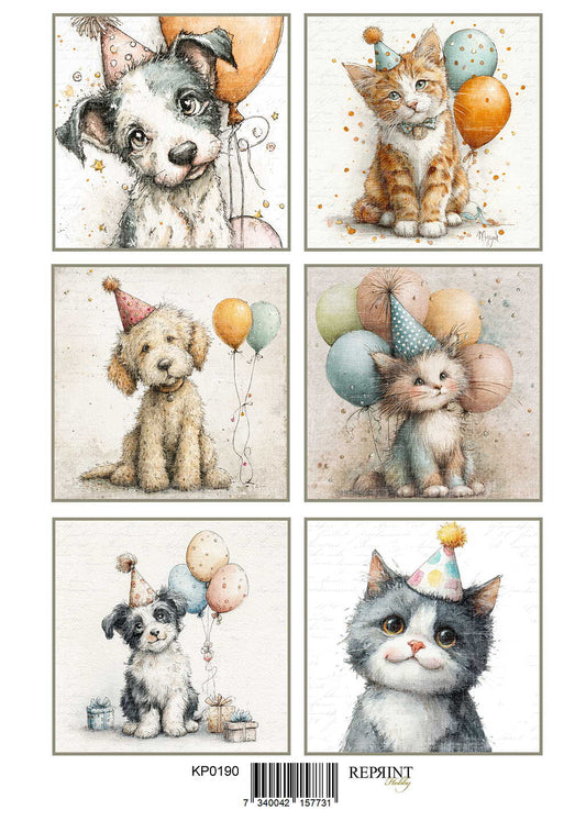 NYHET! Reprint  - Papper Klippark - Cats and Dogs -A4
