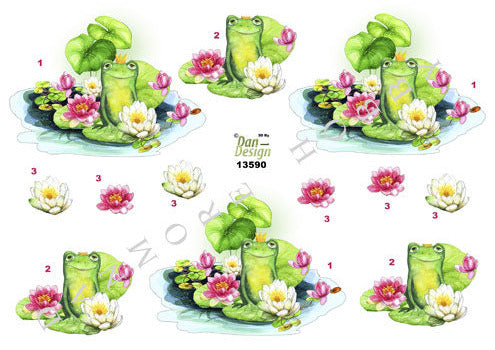 3D klippark - frosk og vannliljer
