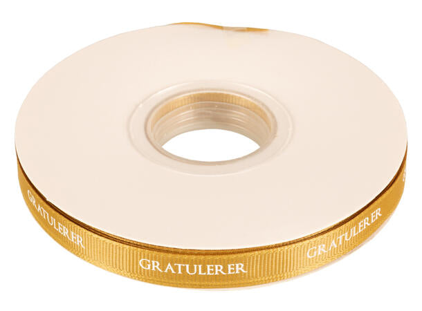Bånd med norsk tekst «Gratulerer» – 10 mm – Flere farger