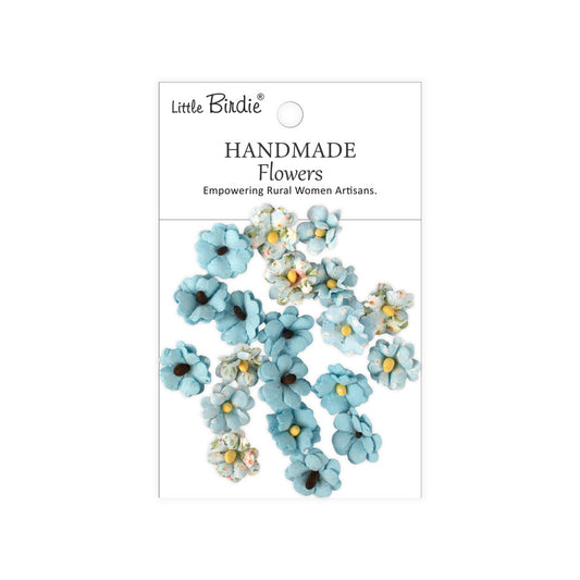 NYHET! Little birdie - Handmade Flowers - Winston Blue Symphony 20pcs