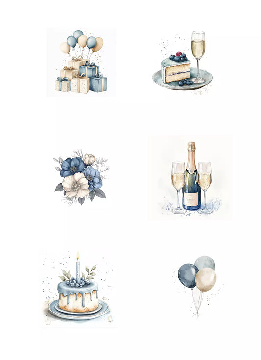 NYHET! Reprint- Birthday Blue - Klippark A4 -Kp0135