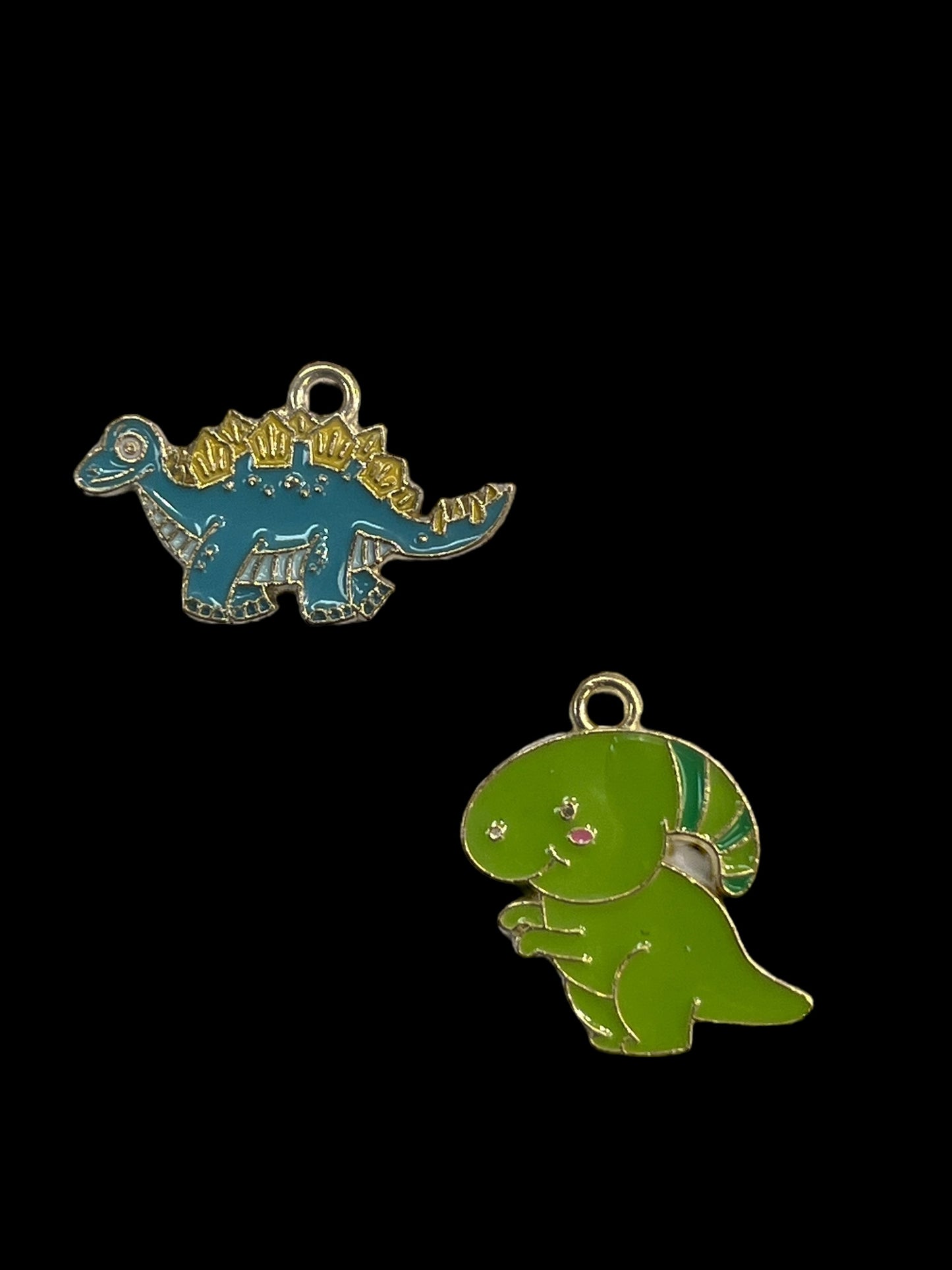 Charms - metallcharms - miniatyr : Dinosaur  2 stk pr pk  assortert
