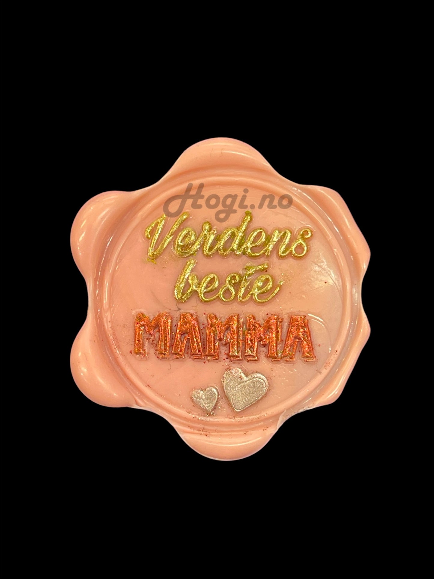 EKSKLUSIV NYHET! Hogi.no’s design: «Verdens beste MAMMA » lakkseglstempel. Komplett -stempel med håndtak
